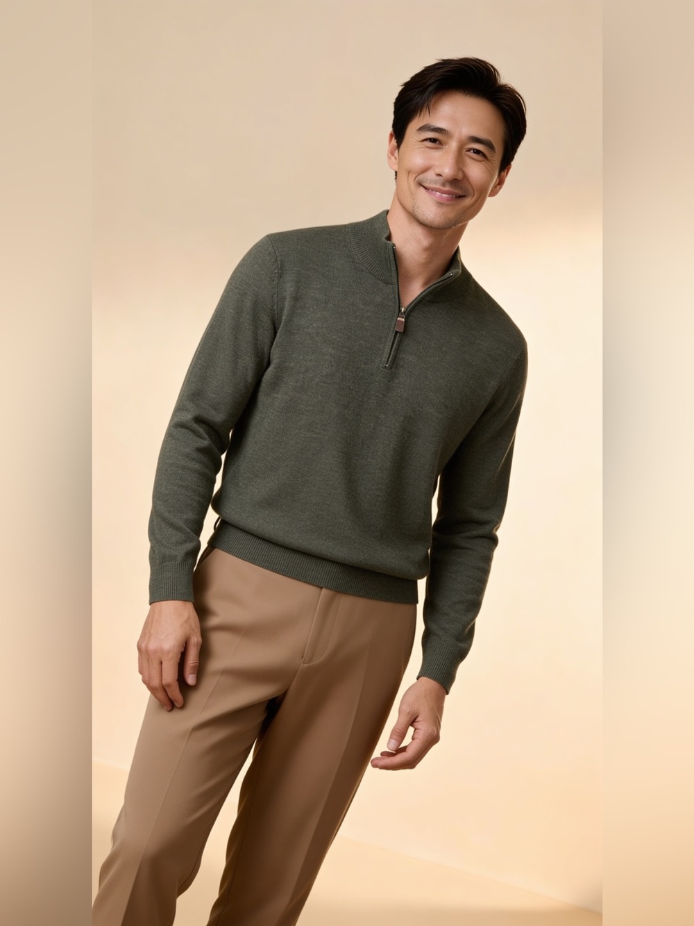 Jos. A. Bank Men's Olive Green Half-Zip Sweater